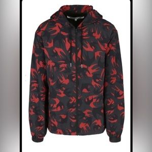 NEW Alexander McQueen MCQ Red & Black Swallow Parka Jacket Hoodie Sz 48 NWT $620